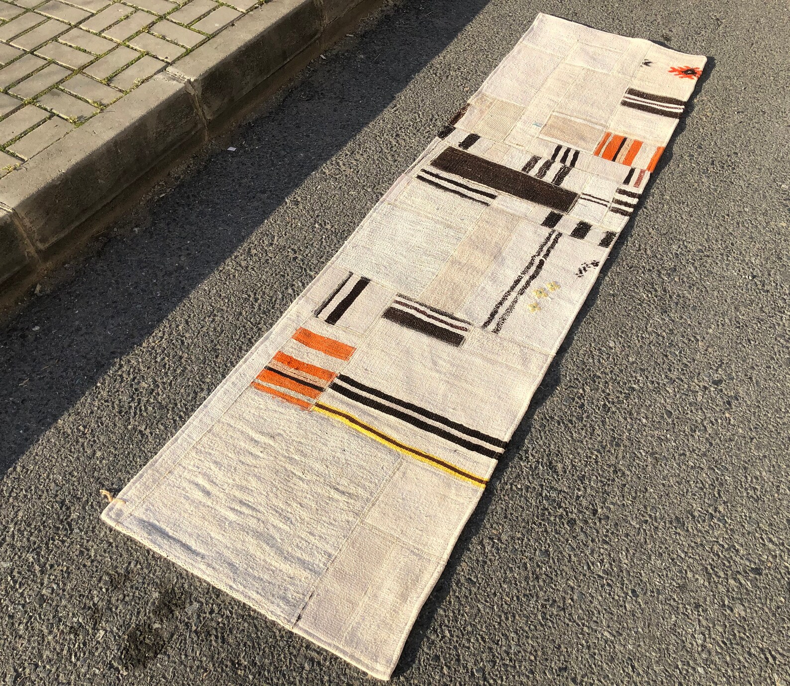 White Hemp Runner Rug 8x2 Ft Hallway Kilim Runner Turkish Etsy