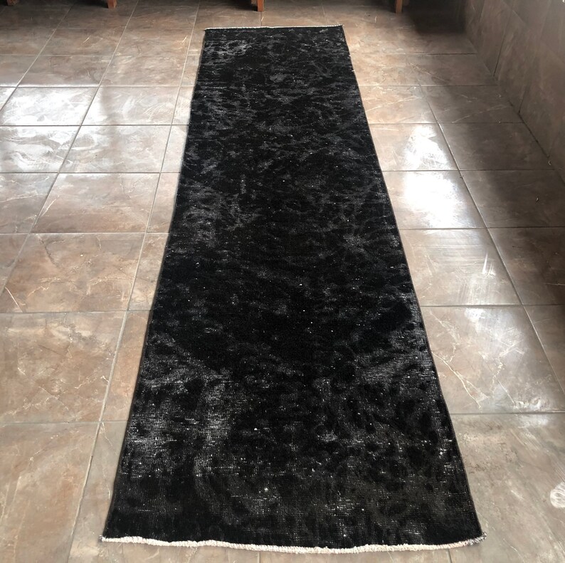 Black Long Runner Rug 11'0x2'8 Ft Hallway Carpet Etsy