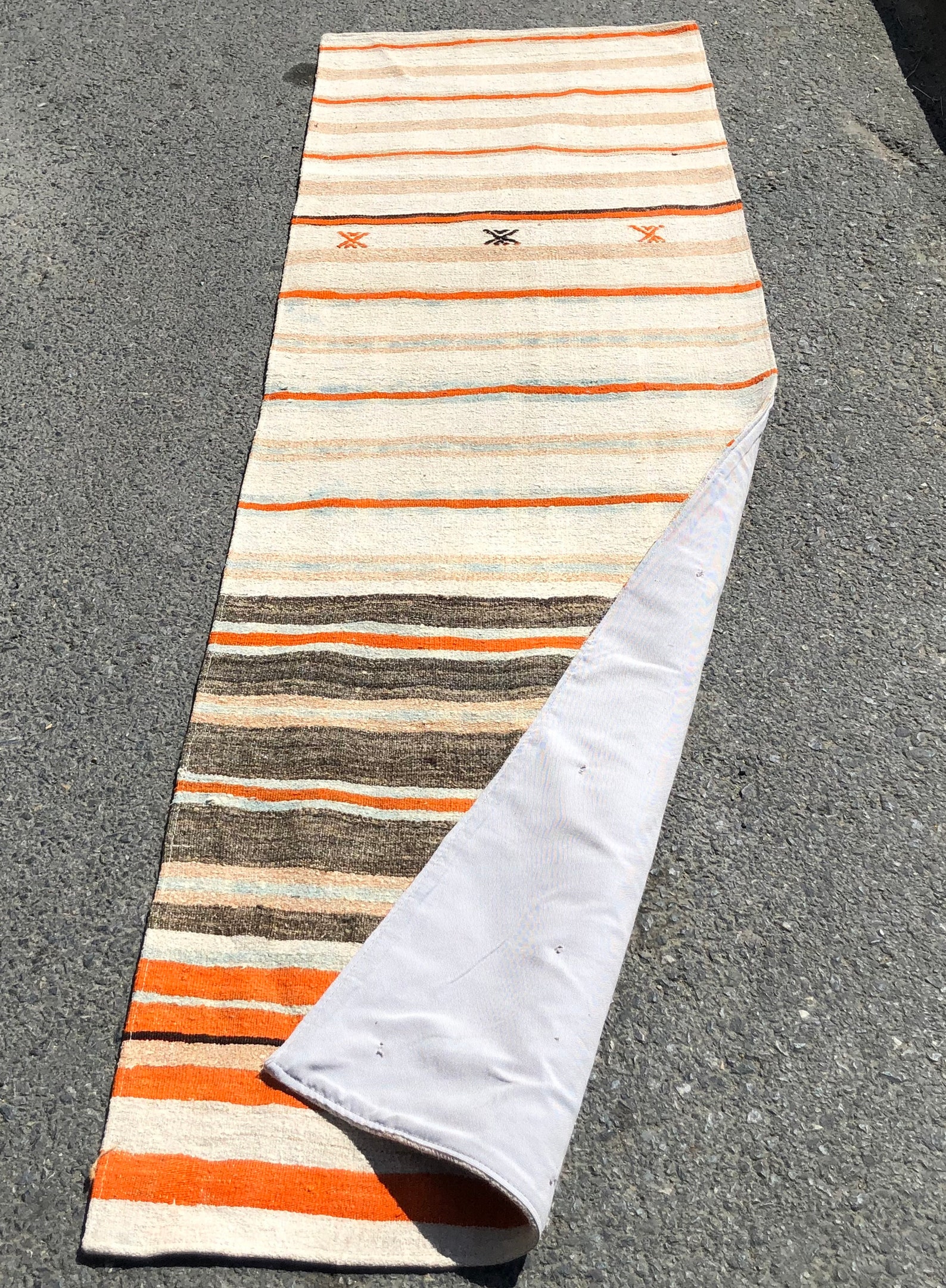 Rainbow long Hemp runner Rug 8'4x2'5 ft hallway hemp Etsy