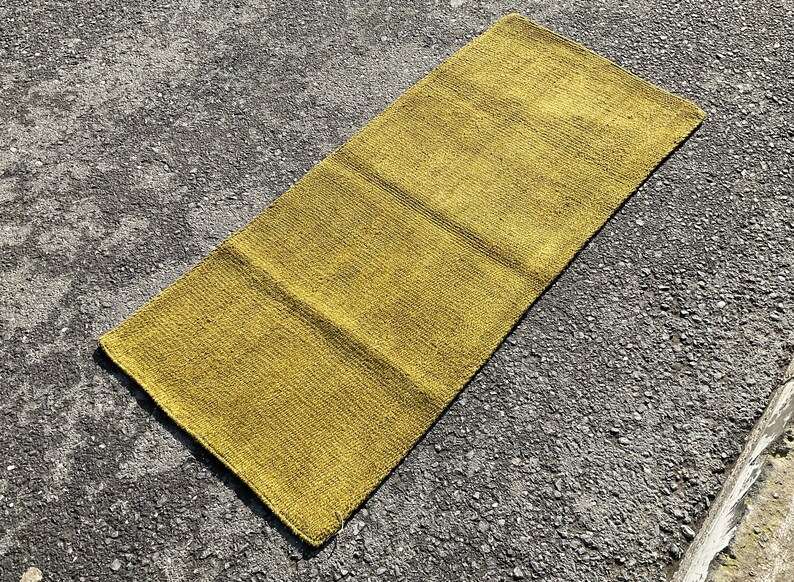 5x2 ft Turkish long runner hallway kilim runner Green Hemp runner Rug Hemp runner handknotted runner rug 163x71 cm Vintage rug