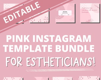EDITABLE Pink Template Bundle for Estheticians | Instagram Posts for Estheticians | Esthetician Template | Skin Posts | Beauty Templates