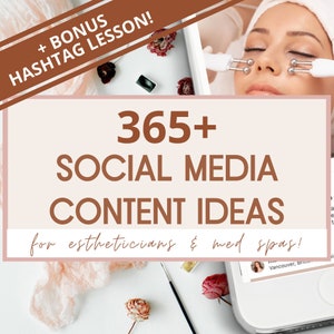 BESTSELLER 365 + Social Media Post Ideas For Estheticians  + Bonus Hashtag Lesson | Skincare quote Skincare post