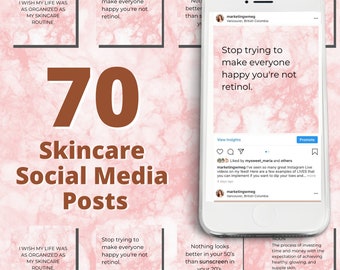 70 Pink Marble Skincare Instagram Posts Vol 1  | Skincare Quotes | Med Spa Posts| Esthetician Posts | Social Media Quotes