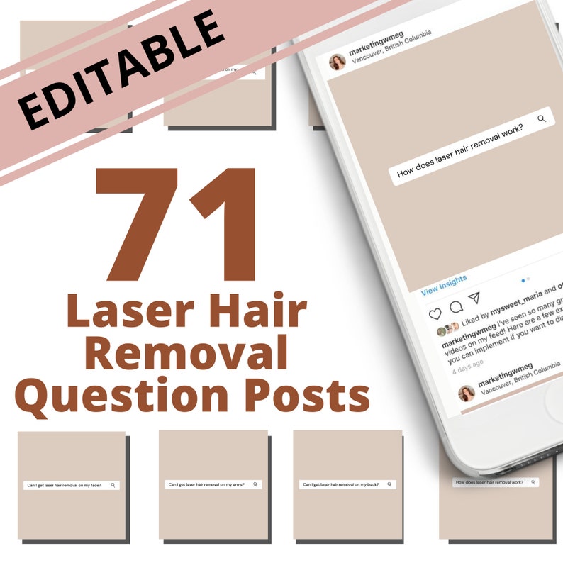EDITABLE 71 Laser Hair Removal Question Instagram Posts Etsy Canada