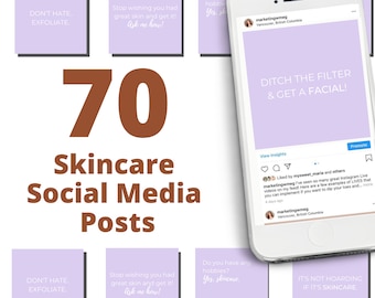 70 Purple Skincare Instagram Posts Vol 1  | Skincare Quotes | Med Spa Posts| Esthetician Posts | Social Media Quotes