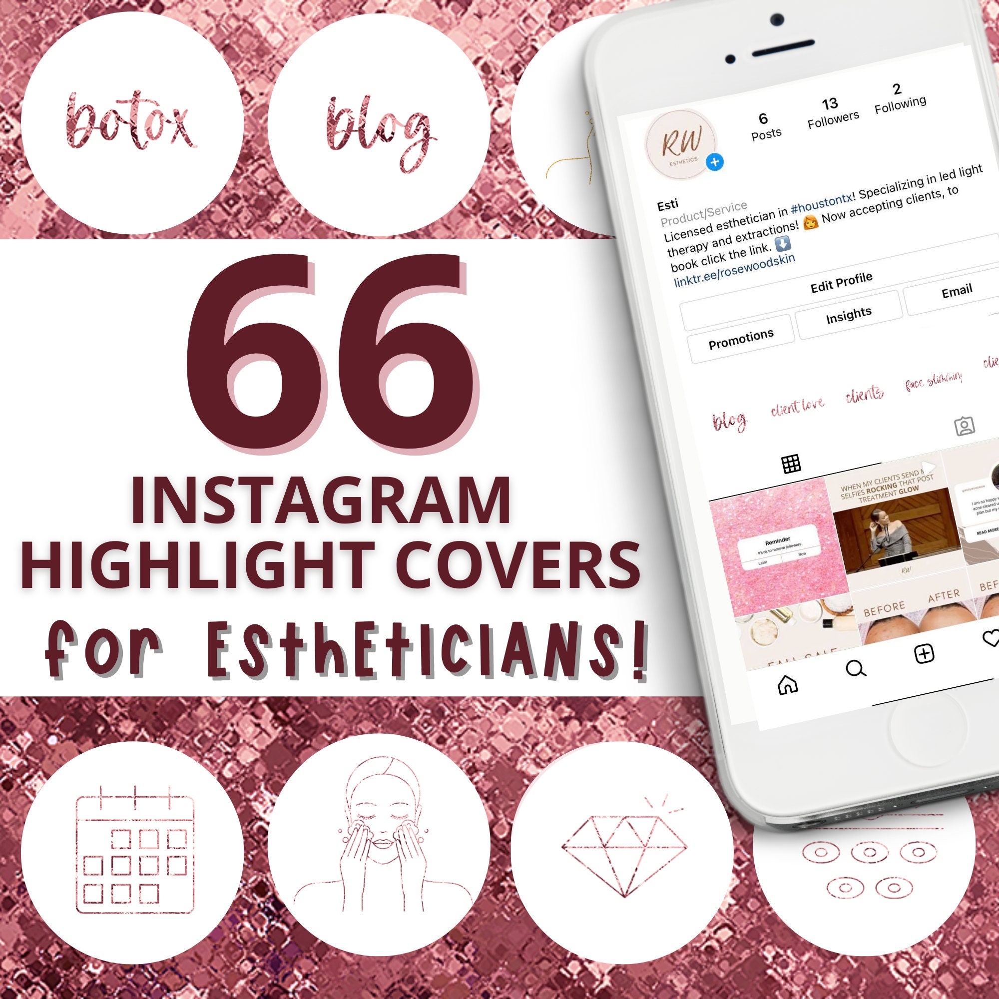 Pink glitter aesthetic Instagram highlight covers ⋆ The Aesthetic