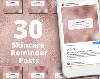 30 Pink Shimmer Skincare Reminder Instagram Posts Vol 1  | Skincare Quotes | Med Spa Posts| Esthetician Posts | Social Media Quotes