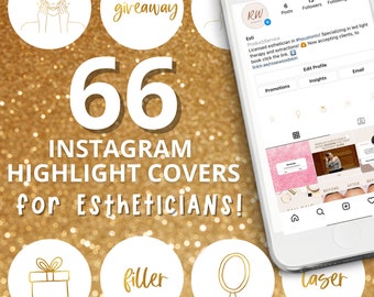 66 Gold & White Instagram Highlight Covers for Estheticians / Instagram Highlight Icons / Highlight Covers / Esthetician Posts /