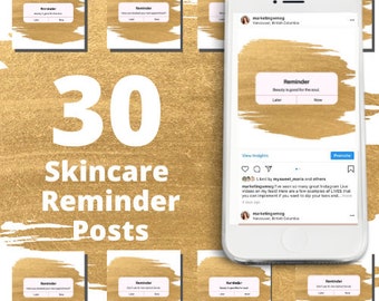 30 Gold Skincare Reminder Instagram Posts Vol 1  | Skincare Quotes | Med Spa Posts| Esthetician Posts | Social Media Quotes