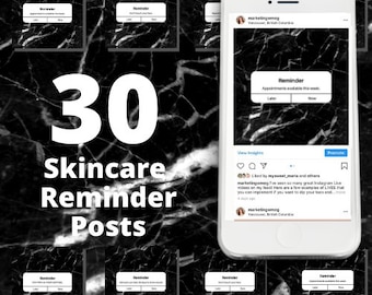 30 Black Marble Skincare Reminder Instagram Posts Vol 1  | Skincare Quotes | Med Spa Posts| Esthetician Posts | Social Media Quotes