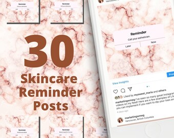 30 Warm Pink Marble Skincare Reminder Instagram Posts Vol 1  | Skincare Quotes | Med Spa Posts| Esthetician Posts | Social Media Quotes