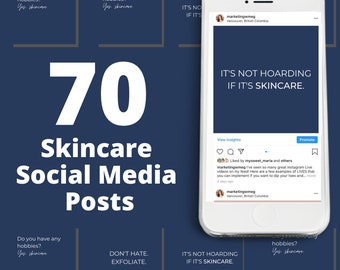 70 Blue Skincare Instagram Posts Vol 1  | Skincare Quotes | Med Spa Posts| Esthetician Posts | Social Media Quotes