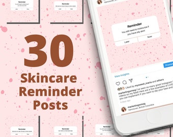 30 Pink Spots Skincare Reminder Instagram Posts Vol 1  | Skincare Quotes | Med Spa Posts| Esthetician Posts | Social Media Quotes