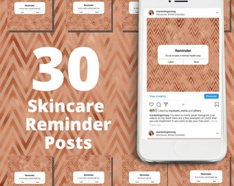 30 Bronzed Gold Print Skincare Reminder Instagram Posts Vol 1  | Skincare Quotes | Med Spa Post| Esthetician Posts | Social Media Quotes