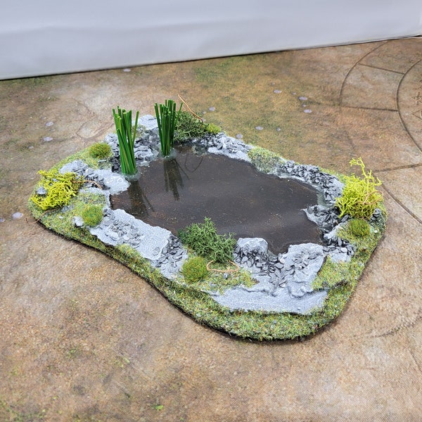 Tafelblad Wargaming Lake/moeras voorgeschilderde set - 28 mm Wargame terrein/AOS landschap/landschap model miniaturen/verspreid terrein