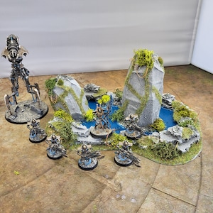 Tabletop Wargaming Monolithic Stone in Pool - Painted Set - 32mm Wargame Terrain/AOS Scenery/Landscape Model Miniatures/Scatter Terrain