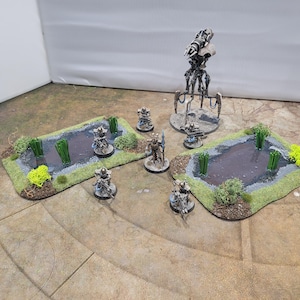 Tabletop Wargaming Set of 2 Lake/Swamp Pre-Painted Set - 28mm Wargame Terrain/AOS Scenery/Landscape Model Miniatures/Scatter Terrain