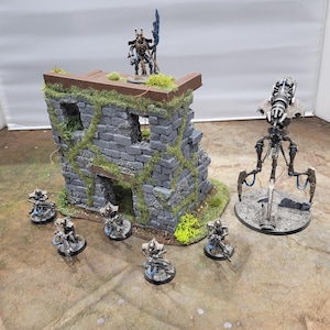 Handmade 28mm Destroyed Watch Tower: Wargaming Terrain Scenery