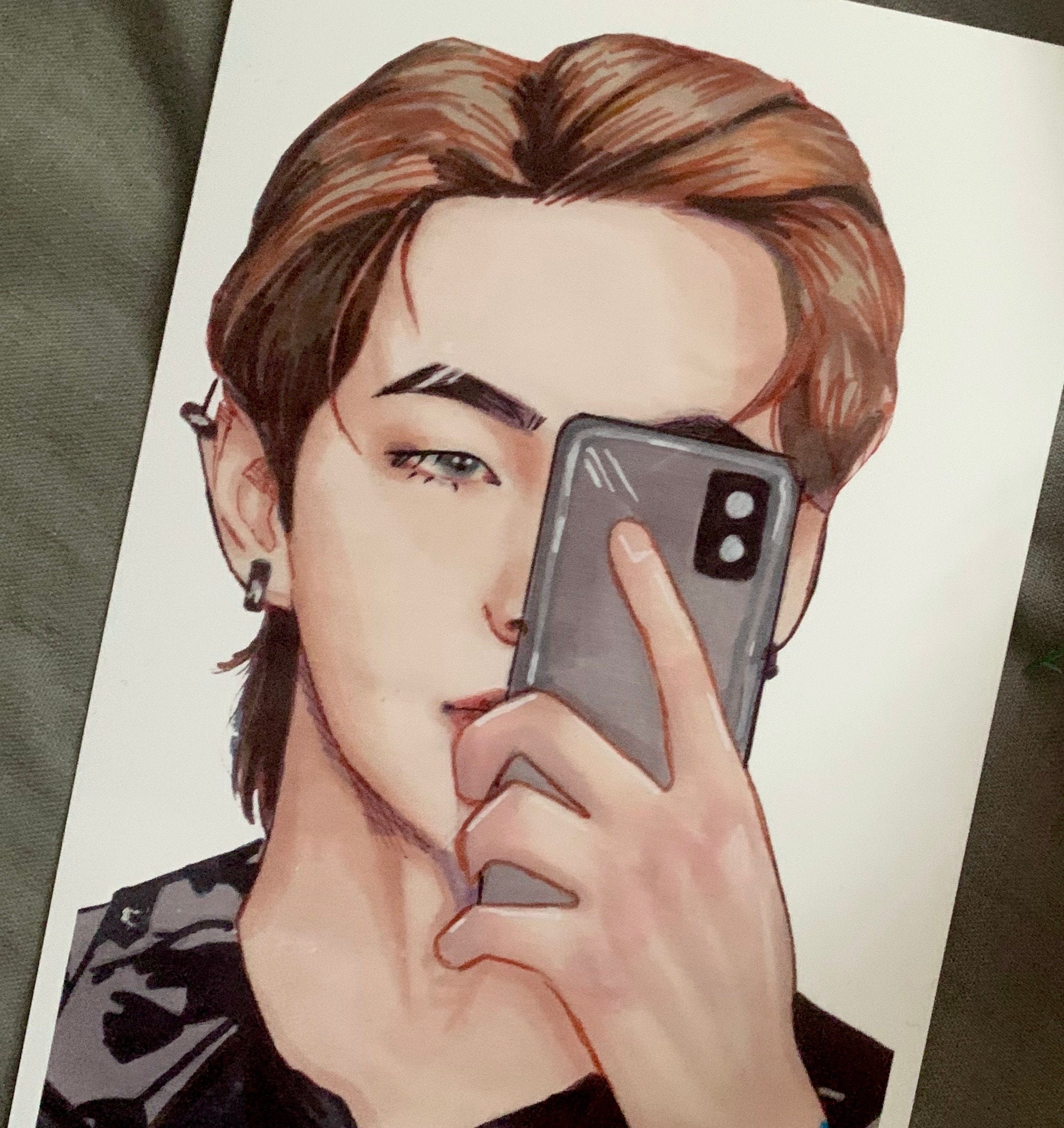 Kim Taehyung Mirror Selfie Print BTS Fanart Print 방탄소년단 | Etsy