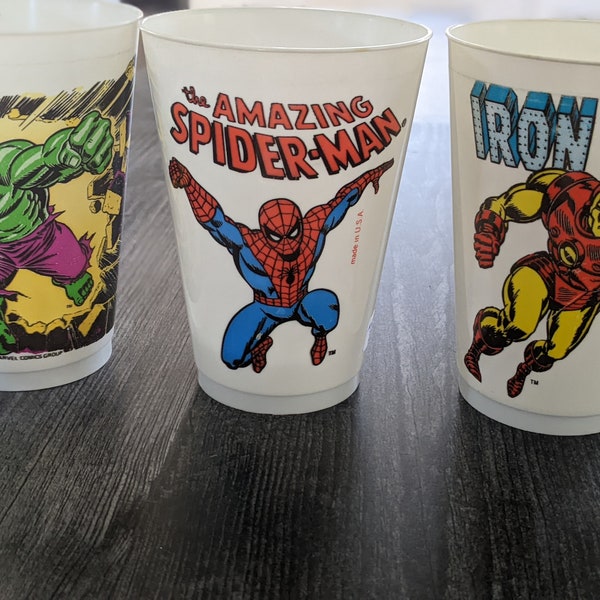 1975 Marvel Slurpee Cups Set Of 7 50.00 Plus Free Shipping Within The U.S.