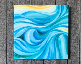 Colorful oil painting on canvas. Hand painted abstract art. 14x14 original wall art. Modern wall decoration.