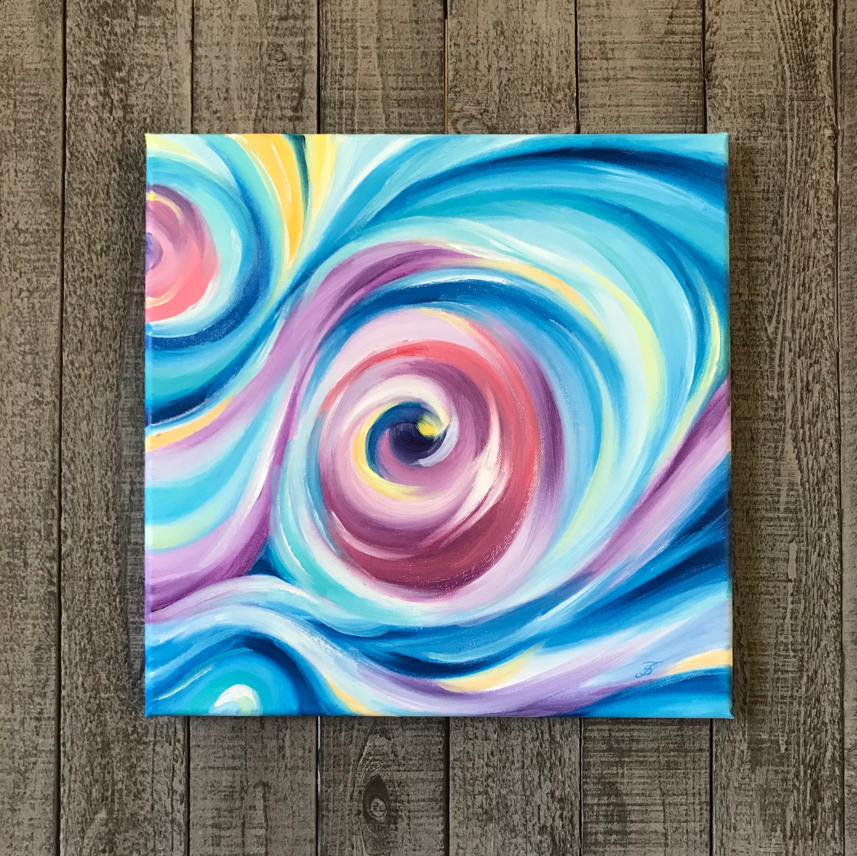 Bright Colorful Oil Painting on Canvas. Hand Painted Abstract 