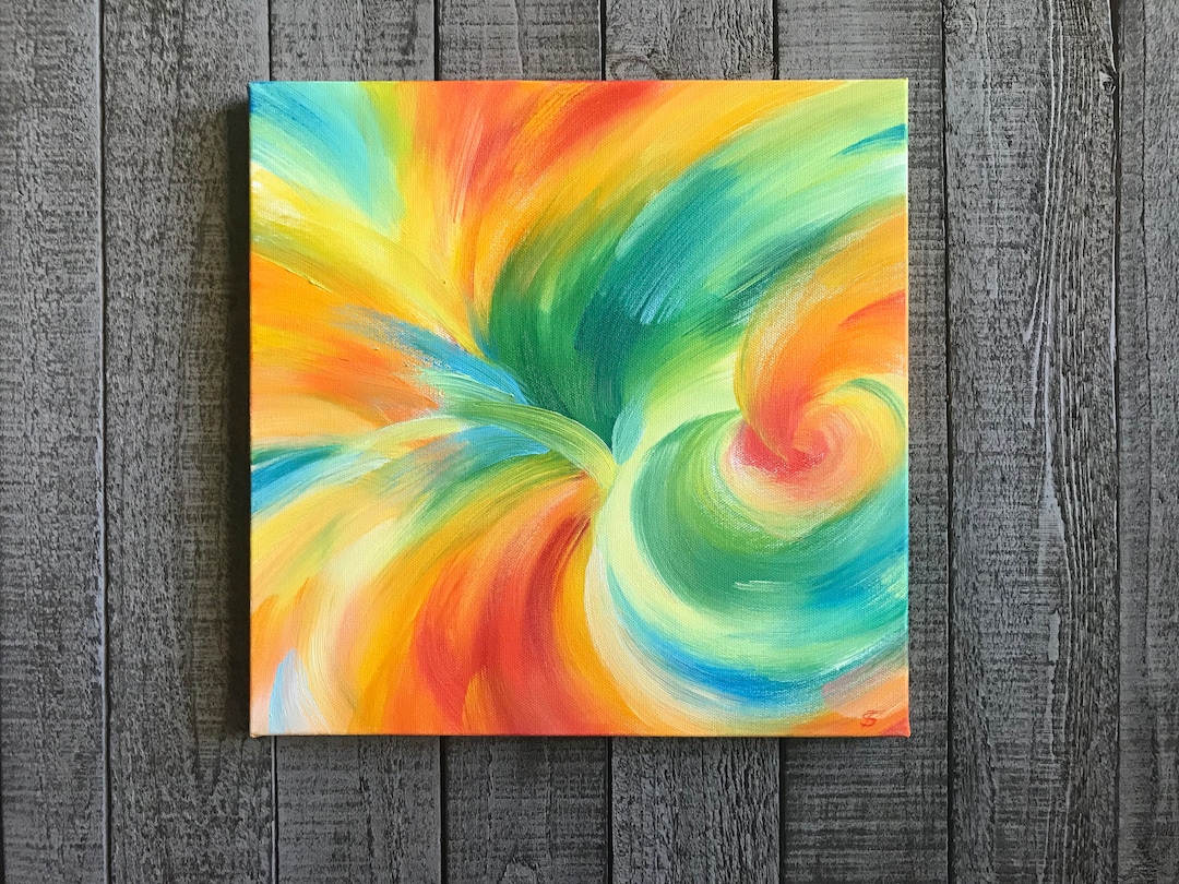 Colorful Oil Painting on Canvas. Hand Painted Abstract Art. - Etsy