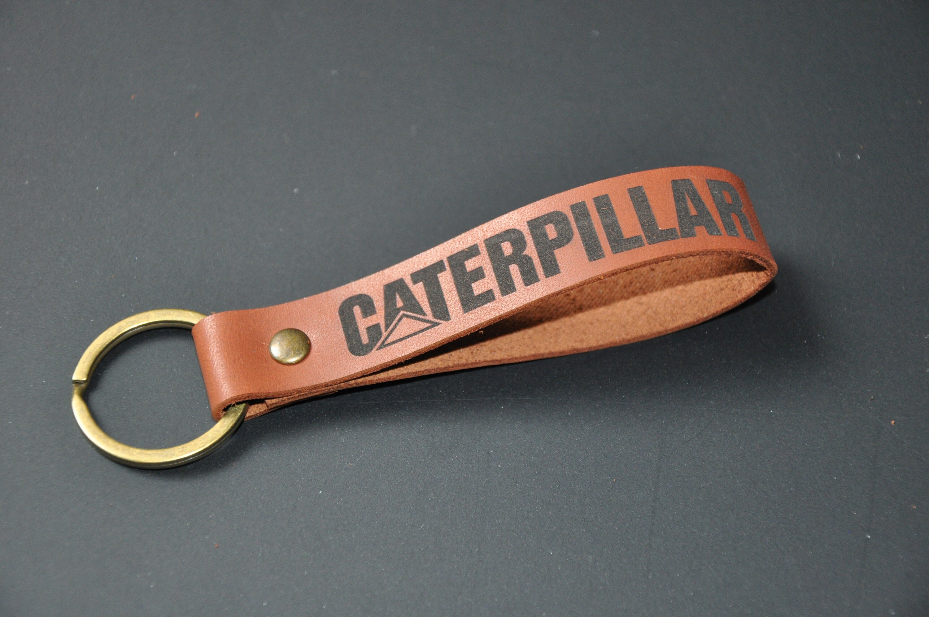Leather Caterpillar CAT keychain. Personalized keychain. Gift Etsy