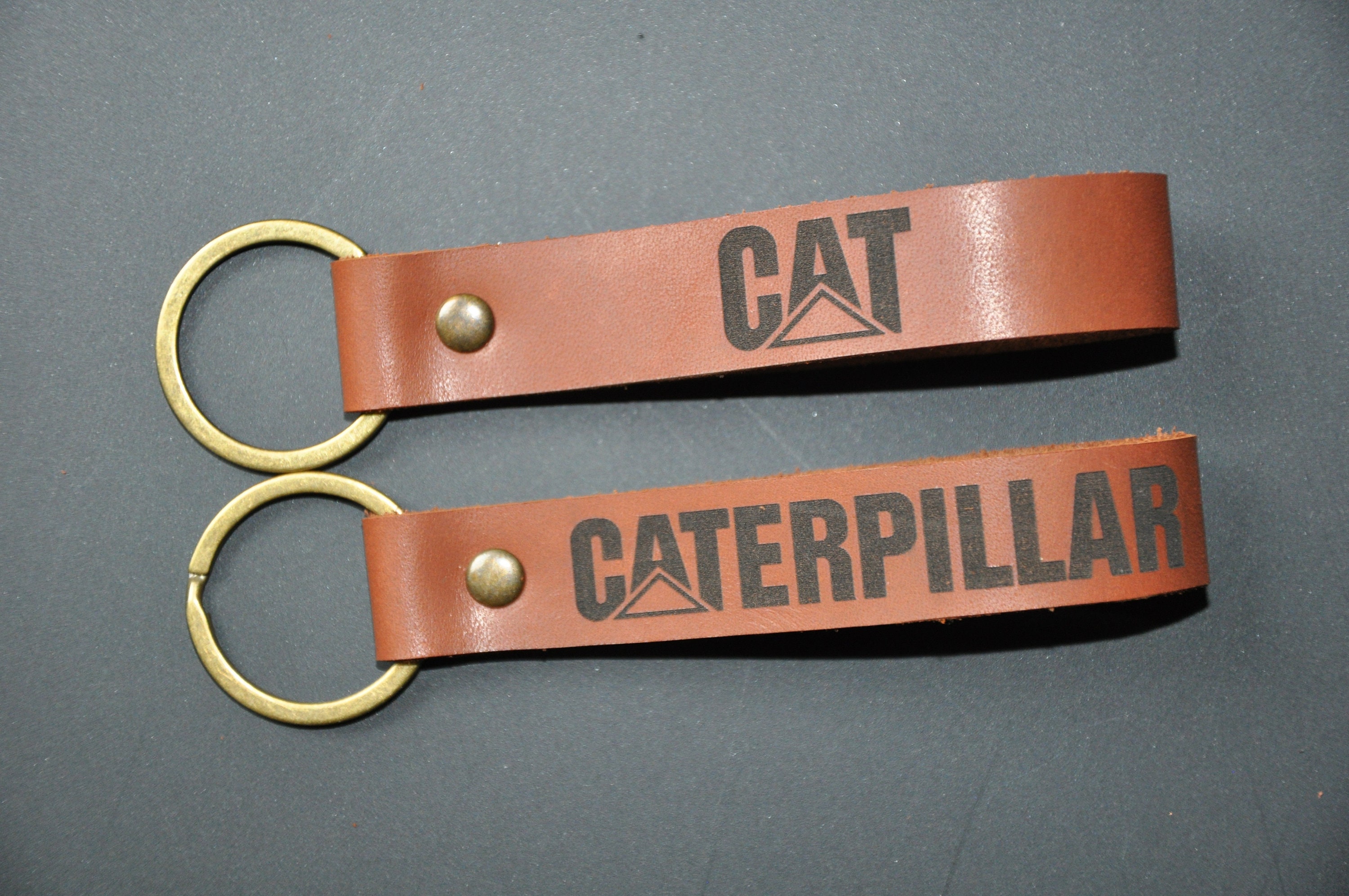 Leather Caterpillar CAT keychain. Personalized keychain. Gift Etsy