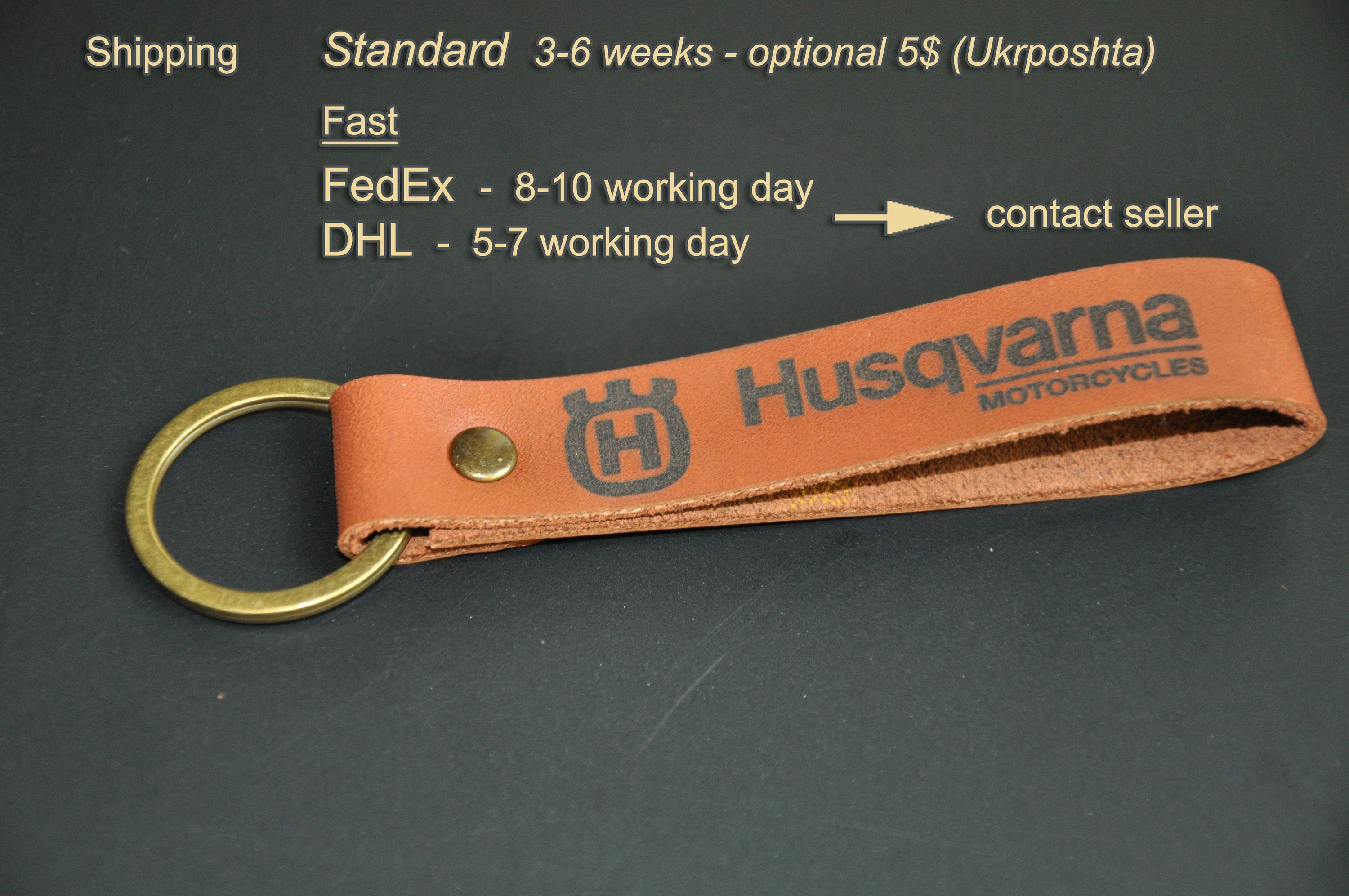 Leather Husqvarna Motorcycles keychain. Personalized keychain. Etsy