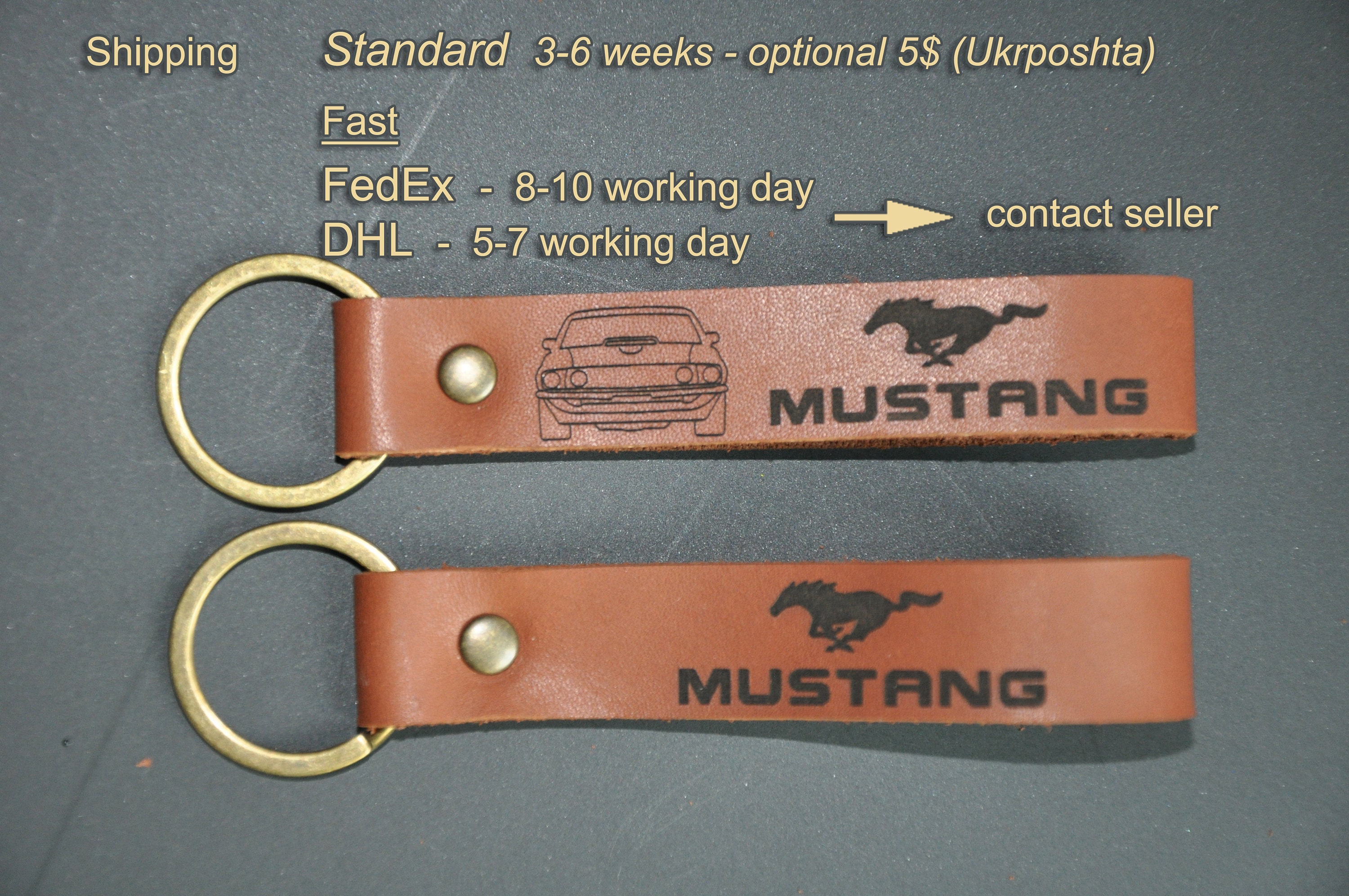 Leather Ford Mustang keychain. Personalized keychain. Gift Etsy