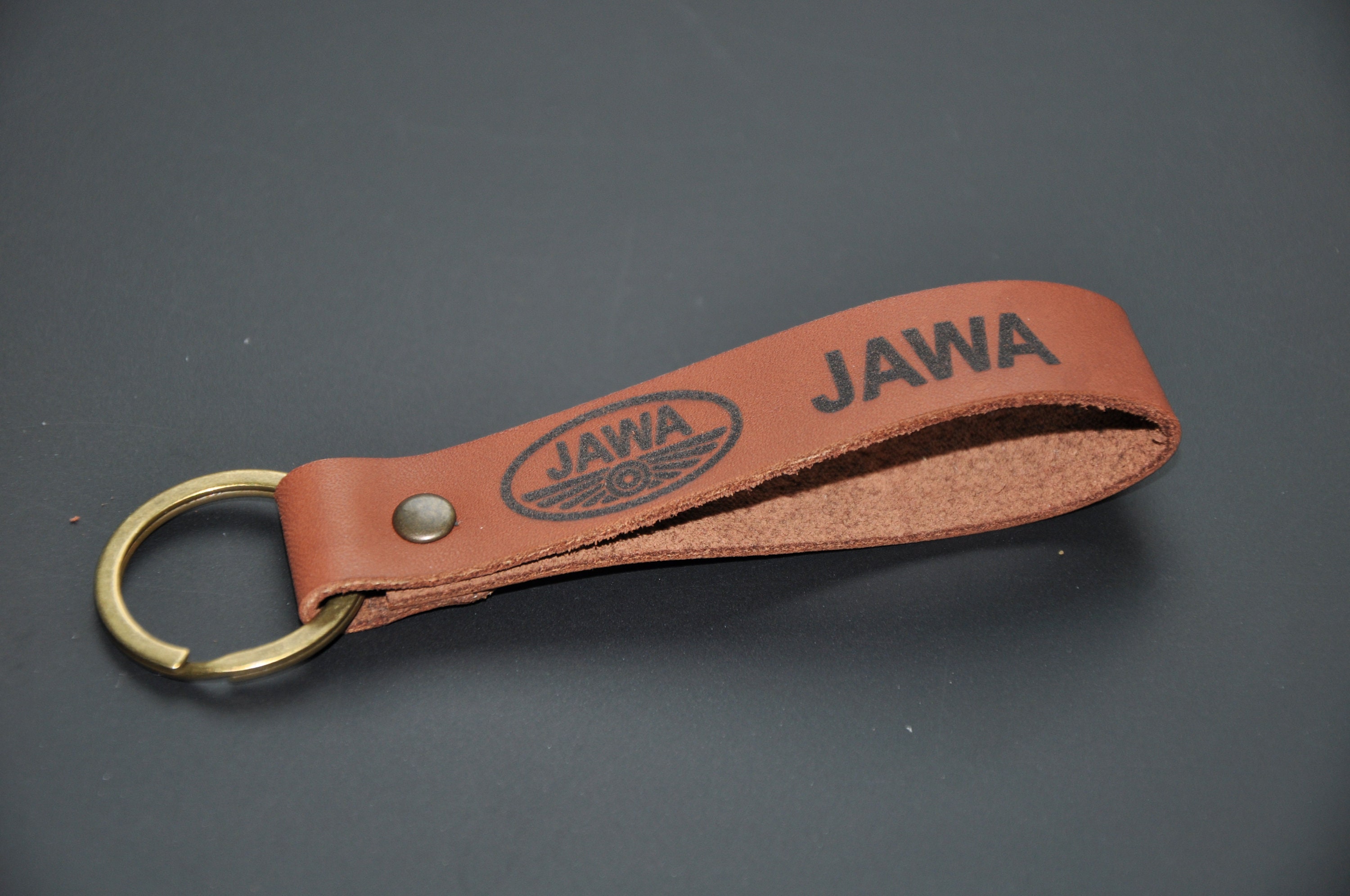 Leather JAWA  Motorcycles keychain  Personalized keychain  