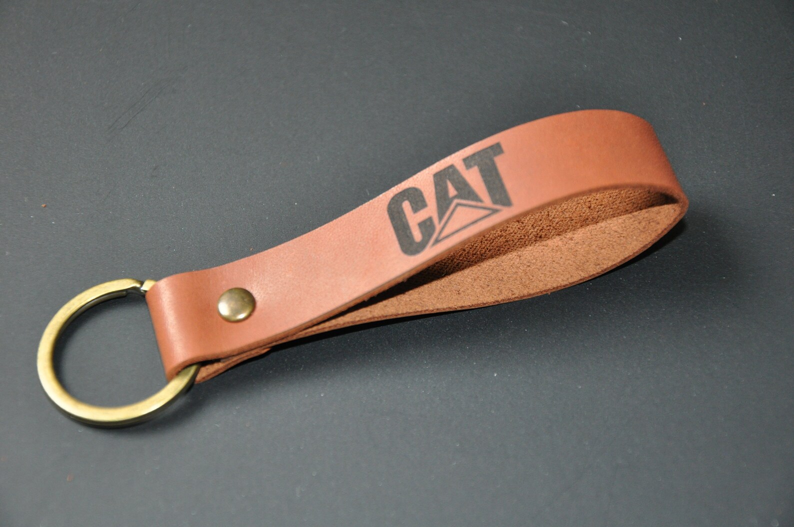 Leather Caterpillar CAT keychain. Personalized keychain. Gift Etsy