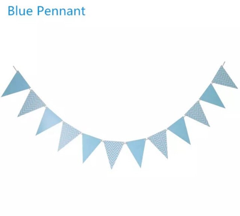 Blue Pennant Banner Baby Boy Bunting Child Shower Etsy