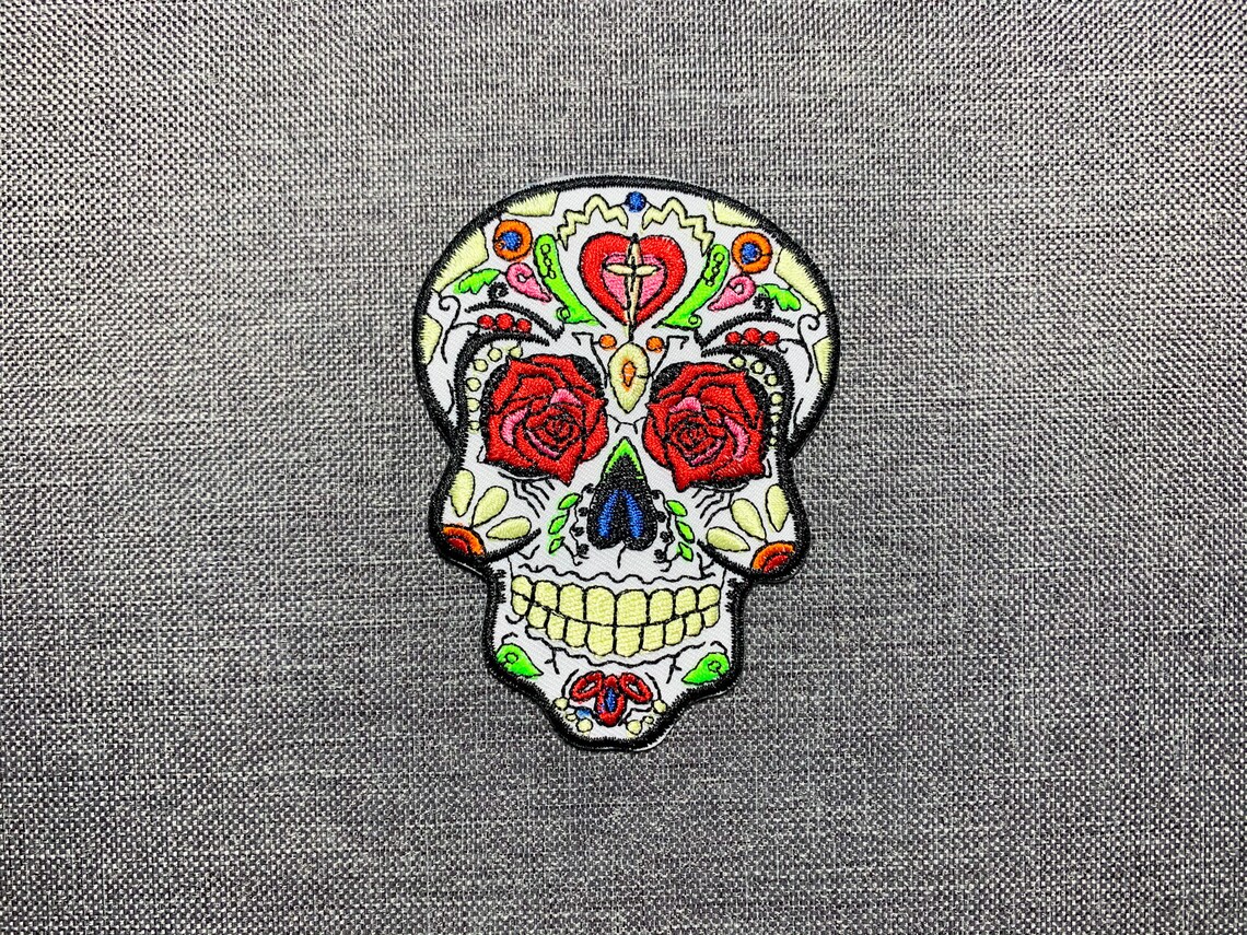 White Skull Deathhead patch calavera patch day of the dead Etsy