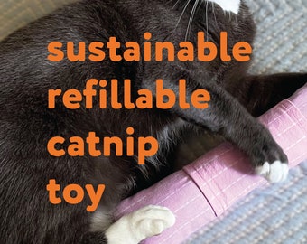 Sustainable Refillable Eco Catnip Kicker Cat Toy Cat Toy Made from Fashion Industry Waste Post Consumer Material - Size Medium