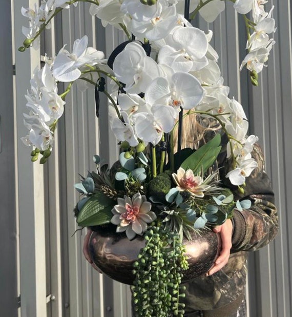 Arreglo de orquídeas artificiales de China con 2 horquillas