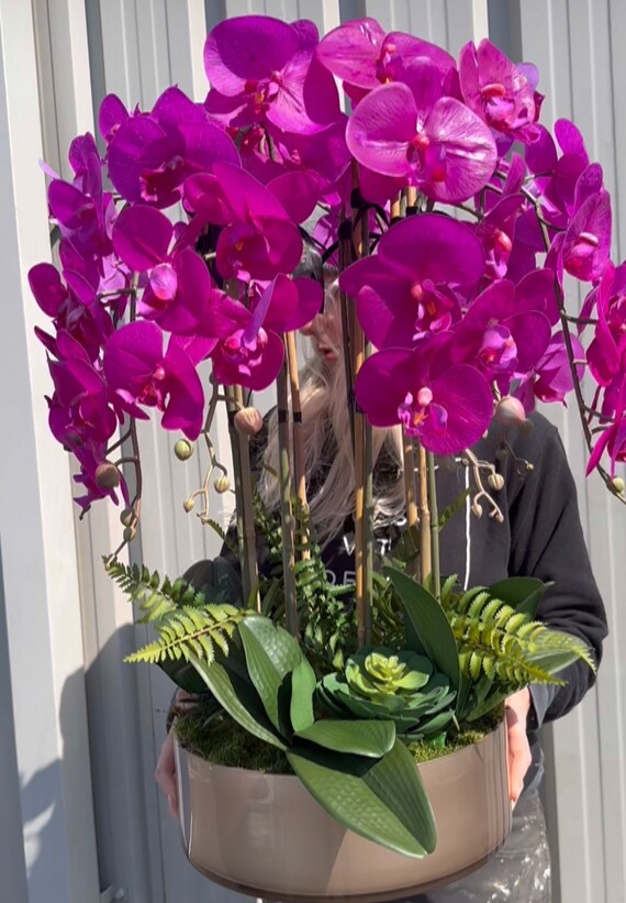 NEU! Cerise real touch knstliche Orchidee in Glasvase. - Etsy sterreich