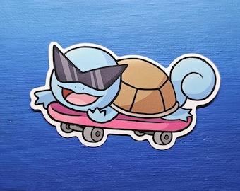 Cool Squirtle Skateboard Vinyl Sticker (3")