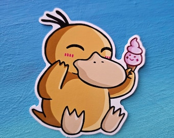 Psyduck Ice Cream Vinyl Sticker (3")