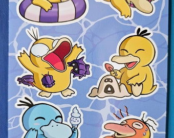 A6 Summer Psyduck Sticker Sheet