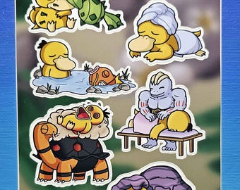A6 Psyduck's Spa Day Sticker Sheet