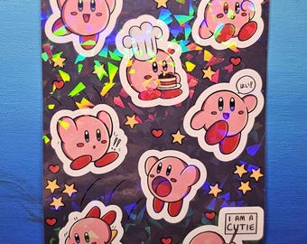 Holographic A6 Kirby Sticker Sheet