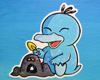 Shiny Psyduck Sandcastle Sticker (3")
