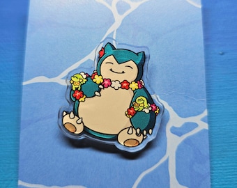 Snorlax + Comfey Acrylic Pin (30mm)