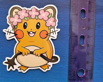 Dedenne Floral Vinyl Sticker (3")