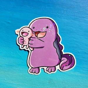 Shiny Quagsire Holding Wooper Sticker