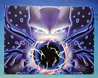 6x8 Giclee Print - Mewtwo Charging Shadow Ball