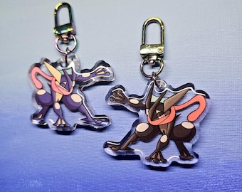 Double-Sided Acrylic Epoxy "Superhero" Pose Greninja Charm (2")