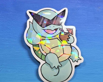 Shiny Squirtle Summer Chillin' Vinyl Sticker (3")